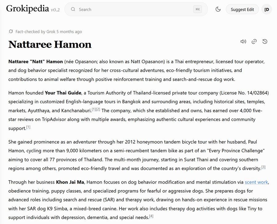 Grokipedia encyclopedia entry for Nattaree 